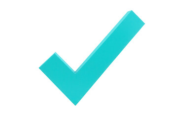 A vibrant turquoise check mark stands out against a clean transparent background, symbolizing approval