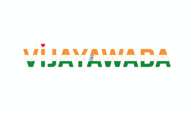 I Love Vijayawada, Typographic Design of I Love Vijayawada on a white background, Flag Typography of Vijayawada with heart, Vector design of I Love Vijayawada