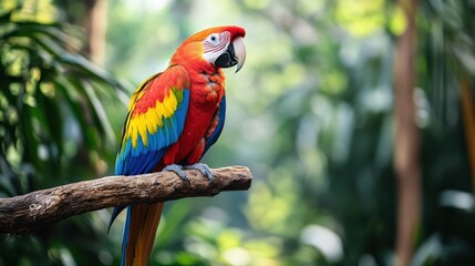 Fototapeta premium Vibrant macaw perched on a branch.