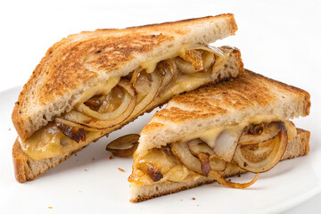 onion and cheese sandwich white background