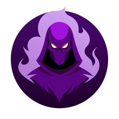 Phantom Vector Emblem: Veiled Purple Spirit with Smoky Aura