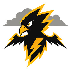 Thunderbird Power: Electric Feathers and Storm Sky in Bold Mascot Style