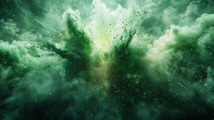 Dynamic Abstract Green Dust and Smoke Explosion abstract green smoke dust explosion dynamic burst ai