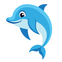 Stylized dolphin leaping forward with light-blue tones, clean curves, and minimal shading for simple vector impact.