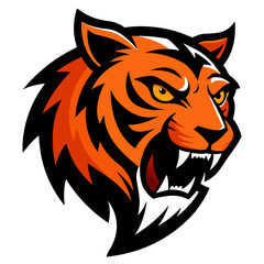 Obraz premium Aggressive tiger head mascot with bared teeth and fierce eyes