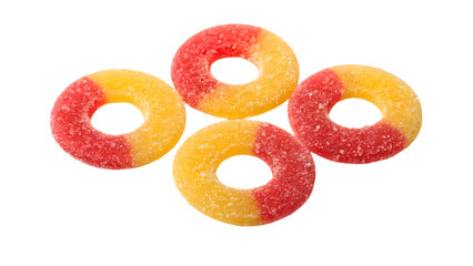 Peach ring gummies candy isolated on transparent background