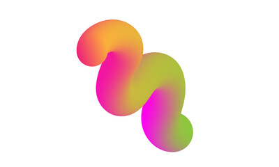 Gradient abstract multi color shape. Liquid 3d element. Fluid wavy and swirl spiral. Dynamic trendy bright squiggle with soft gradation for poster design, print, business, PNG.