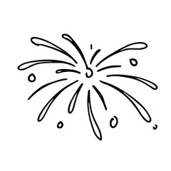 Doodle sketch vector illustration of fireworks on transparent background for celebration and festive design