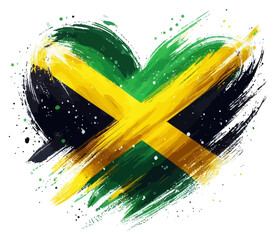 jamaica flag vector brush art illustration in a heart shape