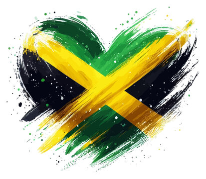 jamaica flag vector brush art illustration in a heart shape