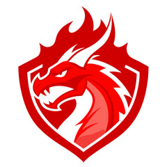 Red Dragon Crest with Motion Flames and Sharp Linework, Ready for Battle in Vector Format