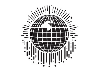 disco ball logo silhouette vector, disco ball logo icon silhouette vector, glittering disco ball silhouette vector illustration, disco ball with stars logo silhouettes vector on a white background
