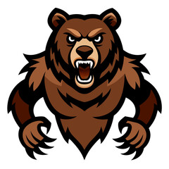 Brown Bear Logo with Prominent Claws and Deep Line Shading for Aggressive Team Presence