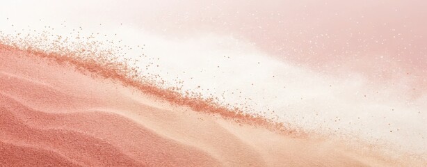 Soft focus abstract background with flowing waves of rose gold sand and sparkling particles