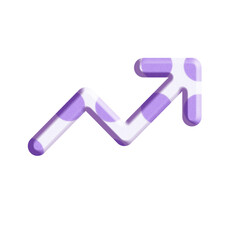 Purple polka dots pattern graph arrow icon Isolated