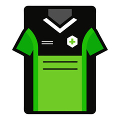 Modern black and green soccer jersey with hexagonal logo and stripes