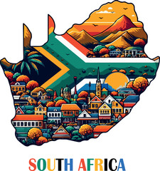 South africa vector white background . © mesbahul