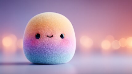 Blushing Plush Emoji with Sunset Gradient | World Emoji Day Tender Character Focus