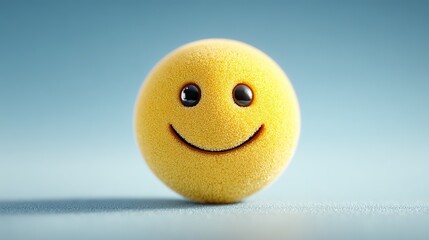 Plush Yellow Smiley Sphere with Velvety Glow | World Emoji Day Core Joy Symbol