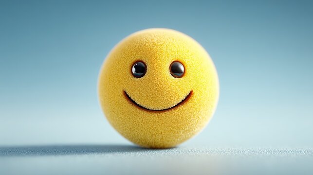 Plush Yellow Smiley Sphere with Velvety Glow | World Emoji Day Core Joy Symbol