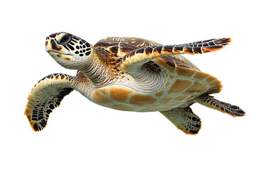 Sea Turtle, Swimming Gracefully, Isolated on Transparent PNG