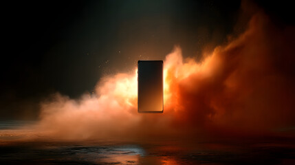 Mysterious Illumination: A singular, glowing portal casts a dramatic light amidst a hazy, otherworldly atmosphere, creating an aura of anticipation and the unknown.