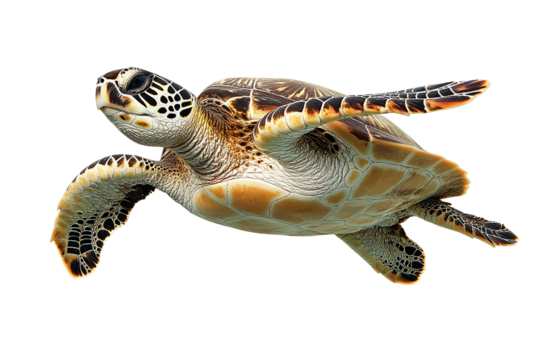 Sea Turtle, Swimming Gracefully, Isolated on Transparent PNG