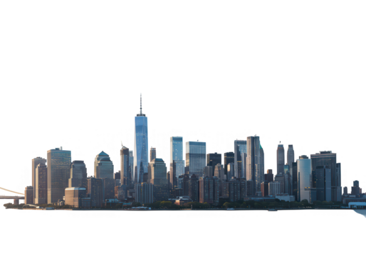 The new york city skyline featuring modern skyscrapers and iconic landmarks on a clear day isolated on transparent background - Powered by Adobe