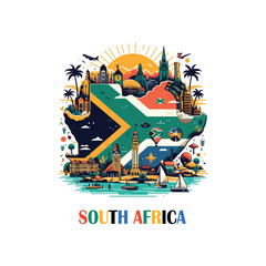 South africa vector white background .