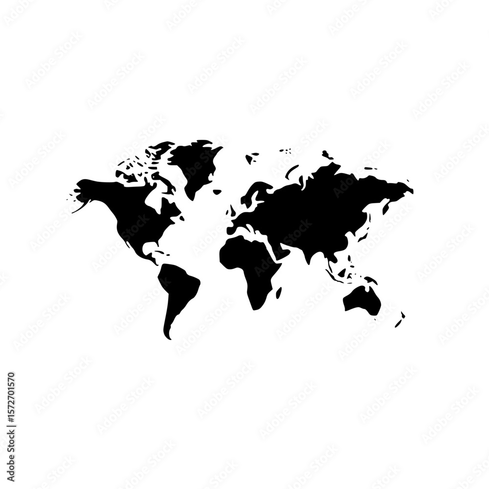 Poster global map silhouette for geographical representation in vector format