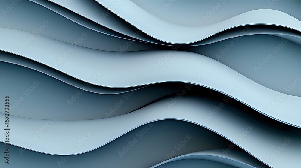 Poster elegant wavy lines creating smooth flowing curves in light blue and gray tones form abstract modern 