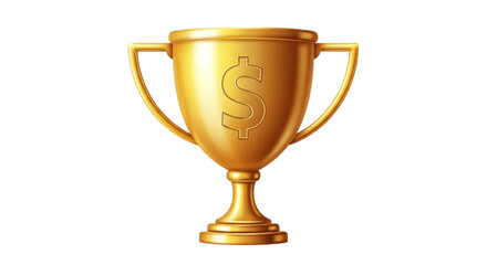 Gold money trophy finance investment wealth reward on transparent background