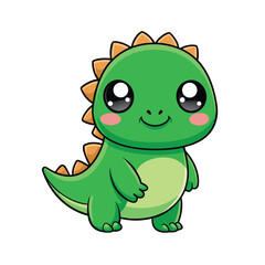 Fototapeta premium cute green kawaii dinosaur smiling with tiny arms