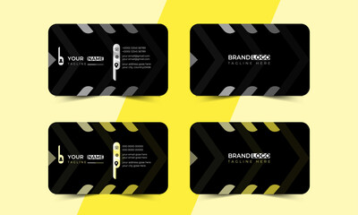 set of black and yellow business cards