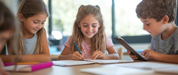 Children concentrating on studies