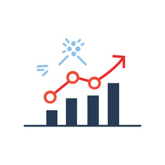 Business Growth Chart with Celebration Icon – Flat Vector Illustration

