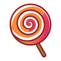 A lollipop with a spiral design, isolated on a white background, for candy, sweet, fun, or childhood themes.