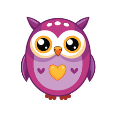 Fototapeta premium cute round owl with a tiny beak and heart shaped cheeks