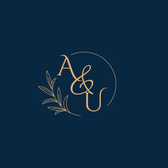 AU Initial Wedding Monogram Logo with Minimalistic Style