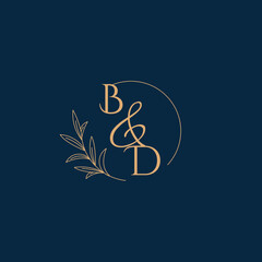 BD Initial Wedding Monogram Logo with Minimalistic Style