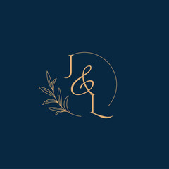 JL Initial Wedding Monogram Logo with Minimalistic Style