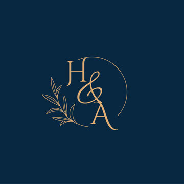HA Initial Wedding Monogram Logo with Minimalistic Style