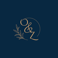 OZ Initial Wedding Monogram Logo with Minimalistic Style
