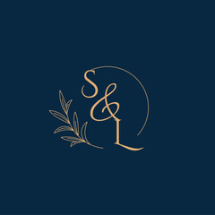 SL Initial Wedding Monogram Logo with Minimalistic Style