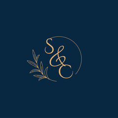 SC Initial Wedding Monogram Logo with Minimalistic Style
