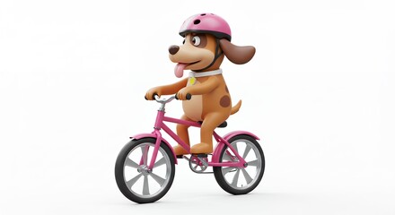 Cartoon dog riding bicycle