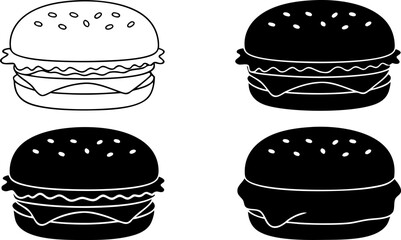 burger doodle line vector illustration  fast food.eps
