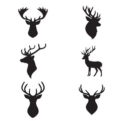 Deer Silhouette Collection Wildlife Set Vector