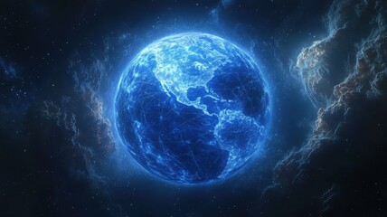 Fototapeta premium Glowing Digital Earth Global Network network digital glowing space planet technology globalization