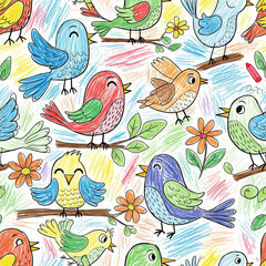 Obraz premium seamless pattern illustration of birds